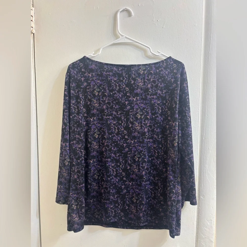 Carmen Marc Valvo Sleeve 3/4 Blouse Purple Size XL - Picture 3 of 10